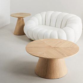 Dalarna dohányzóasztal, 90 cm, kerek, természetes tölgy furnér, lectus