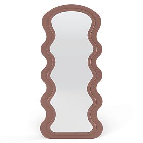 Dekoratív függő tükör fa keretben Vale 177x75 cm, hullámos, organikus forma, mocha mo