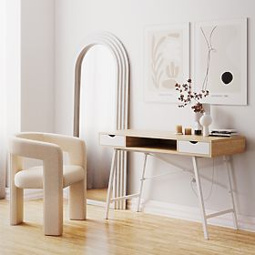 Dekoratív függő tükör Giovanni 170x80 cm, fehér, lekerekített