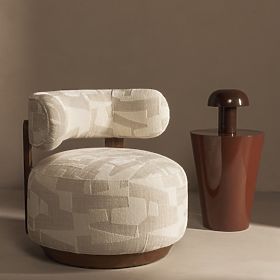 Dolce relaxációs fotel, lekerekített formák, bézs/krém, dió, lectus