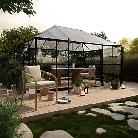 EcoGlass Gazebo Standard Kerti Üvegház Alappal 12 m² Edzett Üveg 4 mm, Polikarbonát 6 mm