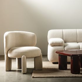 Elaine kárpitozott fotel bézs, boucle, lekerekített formák