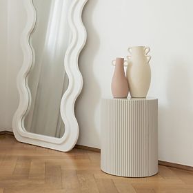 Ermanno oldalsó asztal, 35 cm, szürke-bézs, bordázott