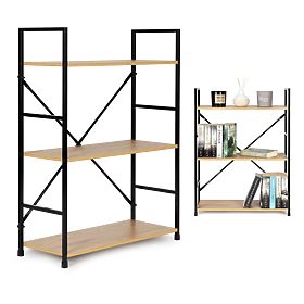 Fa polc fém vázzal széles LOFT 3 polc