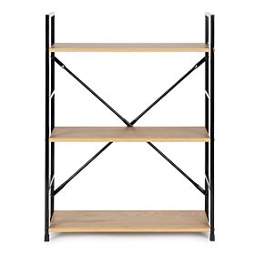 Fa polc fém vázzal széles LOFT 3 polc