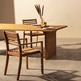 Familis ll kerti asztal, 240 cm, teak megjelenés, FSC eukaliptusz fa