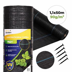 Fekete UV 90g gyomgátló agrotextília 1,1x50m MulltiGarden szegekkel