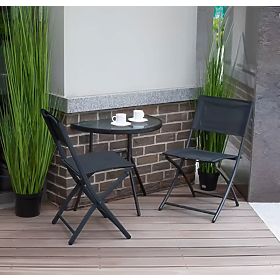 Félkör alakú üveg dohányzóasztal erkélyre, teraszra, pavilonba fekete, MultiGarden