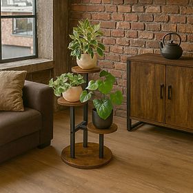 Fém loft virágtartó MIGUEL RUSTIC antik tölgy, Halmar