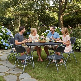 FETA BLACK 180 cm-es catering készlet + 6 BLACK szék