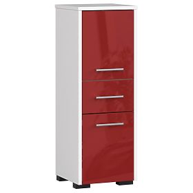 FIN FÜRDŐSZOBA SZEKRÉNY OSZLOP 30 2D 1SZ 85cm PIROS FÉNYES