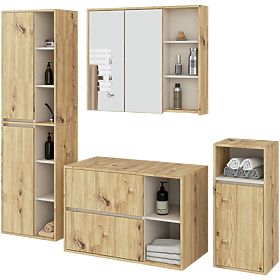 FÜGGŐ FÜRDŐSZOBAI BÚTOR SZETT NYÍLÁSOKKAL VAMI ARTISAN TÖLGY / KASMÍR