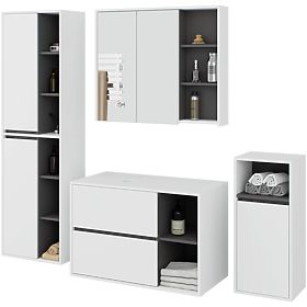 FÜGGESZTETT FÜRDŐSZOBAI BÚTOR SZETT NYÍLÁSOKKAL VAMI FEHÉR / GRAFIT SZÜRKE