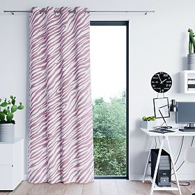 FUN rózsaszín függöny állatmintás trópusi stílusú ezüst fém karikákkal