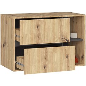 FÜRDŐSZOBAI MOSDÓ ALATTI SZEKRÉNY VAMI W90 2SZ 2P ARTISAN TÖLGY / GRAFIT SZÜRKE