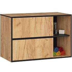 FÜRDŐSZOBAI MOSDÓ ALATTI SZEKRÉNY VAMI W90 2SZ 2P PK CRAFT TÖLGY / FEKETE