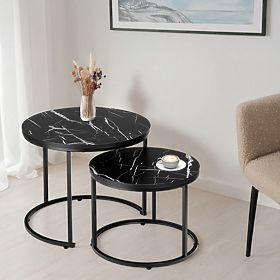 Galen Small Két Loft Asztal Szett Fekete Márvány, Halmar