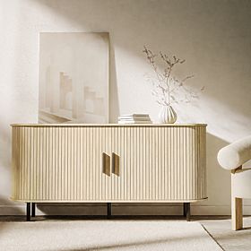 Gliss komód, lekerekített, lamellás, világos tölgy