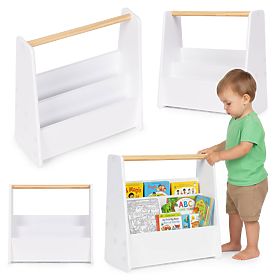 Gyermek könyvespolc Montessori könyvespolc szervező 2 szint fehér ECOTOYS, EcoToys
