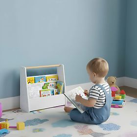 Gyermek könyvespolc Montessori könyvespolc szervező 2 szint fehér ECOTOYS, EcoToys