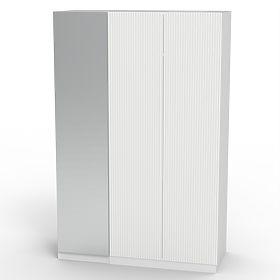 Háromajtós Neroli szekrény, tükör/egyszerű barázdák, fehér