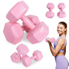 Hatszögletű súlyzók készlet 2x4 kg fitnesz súlyok rózsaszín ModernHome