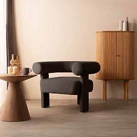 Hella relaxációs fotel barna, bársony, lekerekített