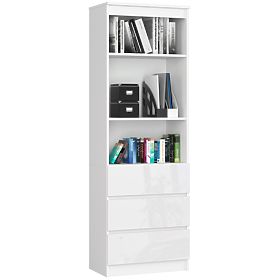 IRODAI POLC R 60 cm CLP 3 FIÓK 2 POLC FEHÉR / FEHÉR FÉNYES