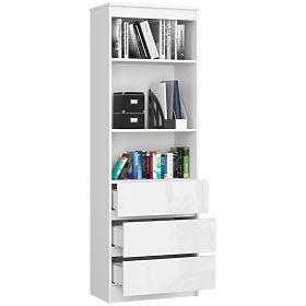 IRODAI POLC R 60 cm CLP 3 FIÓK 2 POLC FEHÉR / FEHÉR FÉNYES