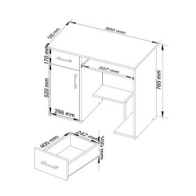 JAY PK ÍRÓASZTAL FEHÉR / FEKETE FÉNYES