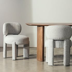 Kárpitozott Falone szék szürke, boucle, lekerekített formák, lectus