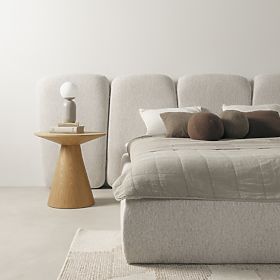 Kárpitozott Fencee ágy 160x200 cm, ráccsal, lekerekített, világos bézs, lectus