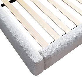 Kárpitozott Rolly ágy 160x200 cm, léccel, lekerekített, világosszürke