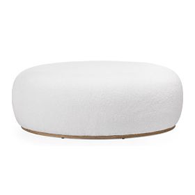 Kárpitozott Stone puff, fehér, lekerekített forma