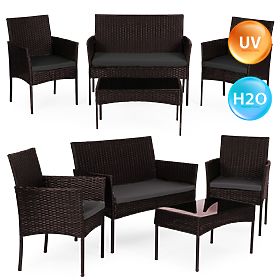 Kerti bútorkészlet technorattanból pad asztal szék sötétbarna MultiGarden, MultiGarden