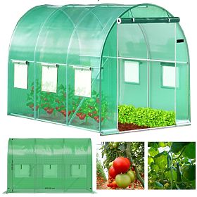 Kerti fólia alagút üvegház 4x2,5x2 m 10 m² fém keret UV fólia, Bauerkraft