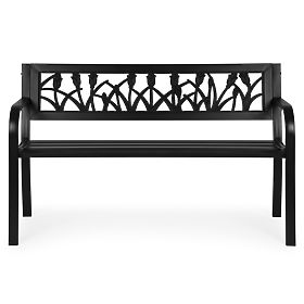 Kerti pad dekoratív háttámlával 120x50 cm fém park fekete MultiGarden
