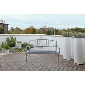 Kerti pad háttámlával, parkos, teraszra, erkélyre, fémszerkezet, grafit színű, LONGWELL INDUSTRIAL LTD