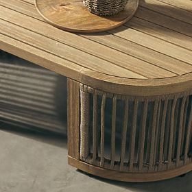 Kerti sarokgarnitúra Vetralla asztallal, fonott, FSC akácfa, teak megjelenés, világos bézs