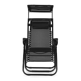 Kerti strand nyugágy állítható háttámlával és mozgatható tetővel Modernhome - fekete