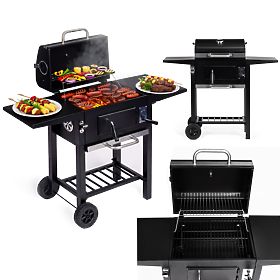 Kerti szén grill fedéllel, állítható rácsokkal, hőmérővel és hamutartóval MultiGarden