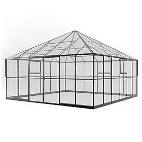 Kerti üvegház ProGlass Gazebo Large alappal 17,8 m² edzett üveg 4 mm, alumínium, fekete