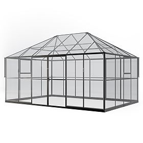 Kerti üvegház ProGlass Gazebo Standard 12 m² alappal, 4 mm-es edzett üveg, alumínium, fekete