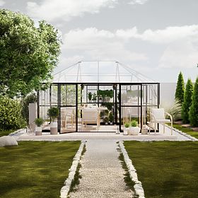 Kerti üvegház ProGlass Gazebo Standard 12 m² alappal, 4 mm-es edzett üveg, alumínium, fekete