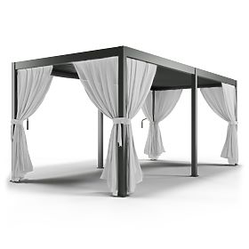 Két függönykészlet 278 cm a 6 m-es pergola oldalára, fehér