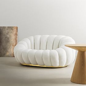 Kétszemélyes Firenze kanapé fehér, boucle, lekerekített formák