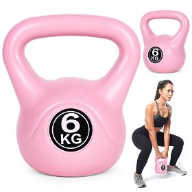 Kettlebell súlyzó 6 kg edzéshez súlyzó gömb súly fitnesz rózsaszín ModernHome, MODERNHOME