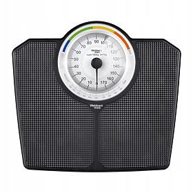 Klasszikus mechanikus analóg fürdőszobai mérleg 180 kg-ig fekete WEBBER BMI, ELDOM