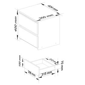 KOMÓD CL2 2SZ CLP PK TÖLGY SONOMA / FEHÉR