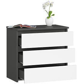 KOMÓD CL3 3SZ CLP PK GRAFIT SZÜRKE / FEHÉR